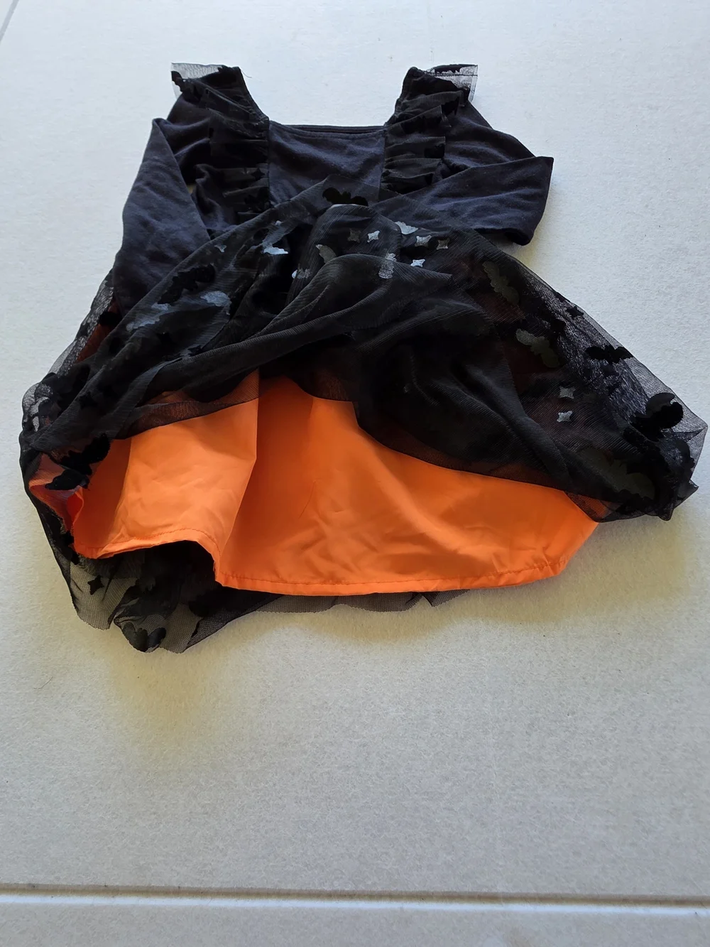 Spooky Season Cat & Jack Black and Orange Halloween Bat-Print Tulle Party Dress